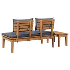 Gartenbank und Tischset 2 pcs Grau und Braun Massivholz Teak