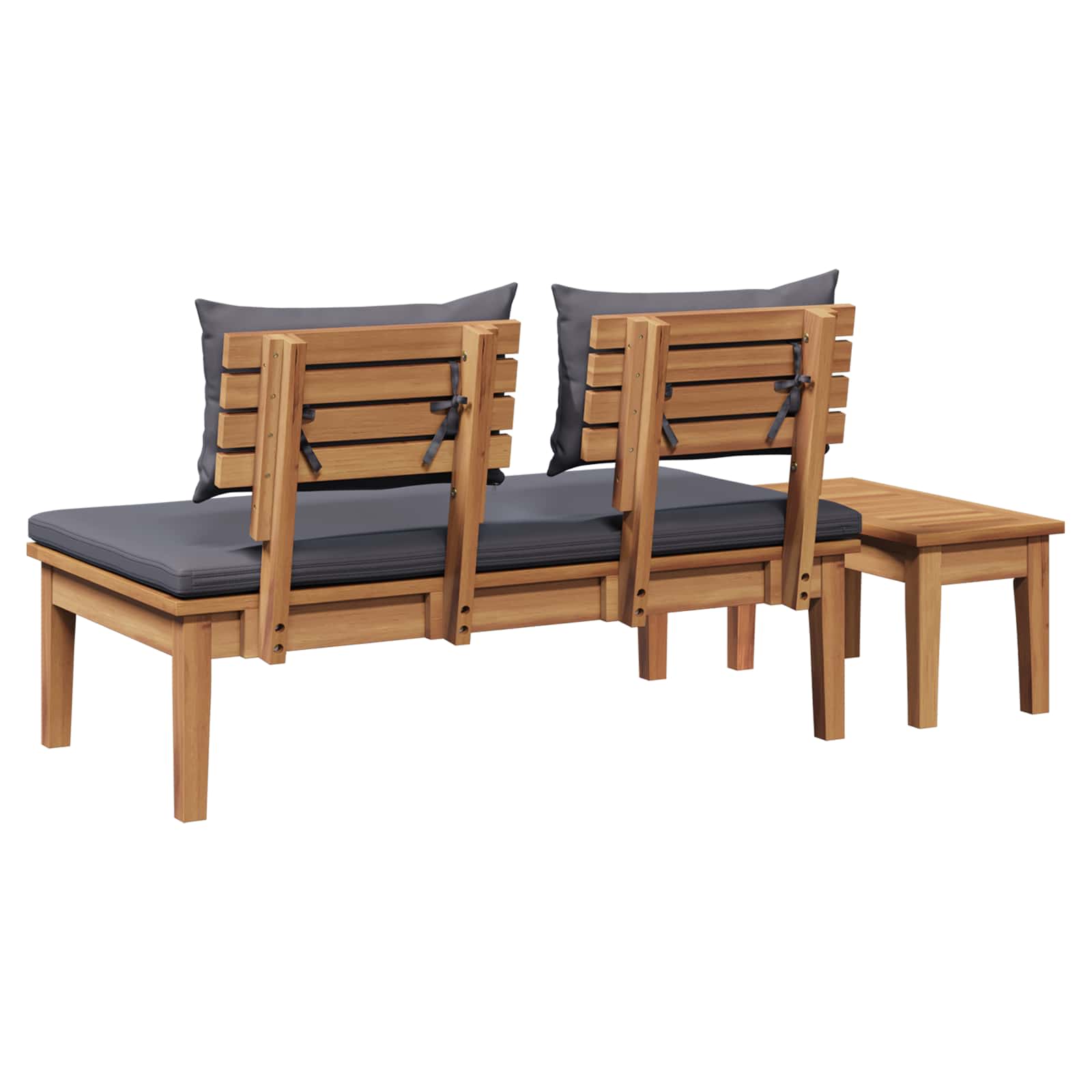 Gartenbank und Tischset 2 pcs Grau und Braun Massivholz Teak