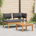 Gartenbank und Tischset 2 pcs Grau und Braun Massivholz Teak