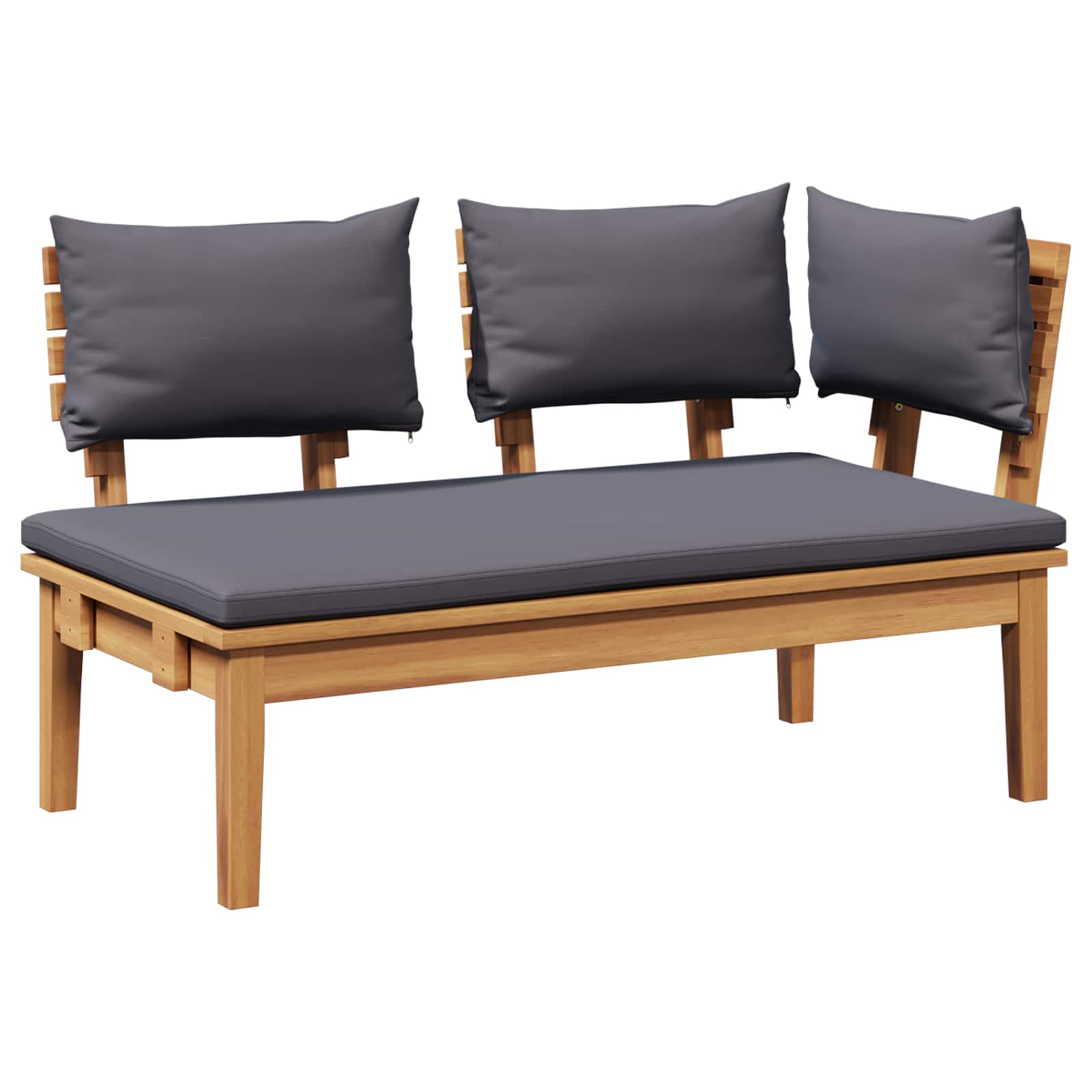 Gartenbank und Tischset 2 pcs Grau und Braun Massivholz Teak