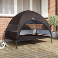 Hochgelegtes Hundebett Braun 127 x 81 x 108 cm Stoff und Stahl