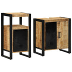 Badezimmermöbel-Set 2 pcs Braun und Schwarz Massivholz Mango