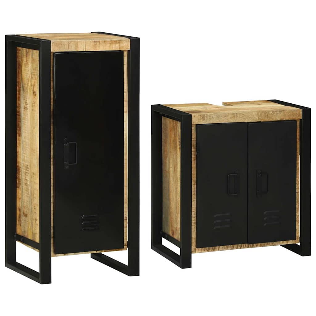 Badezimmermöbel-Set mit Regal 2 pcs Braun Massives Mangoholz