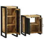 Badezimmermöbel-Set mit Regal 2 pcs Braun Massives Mangoholz