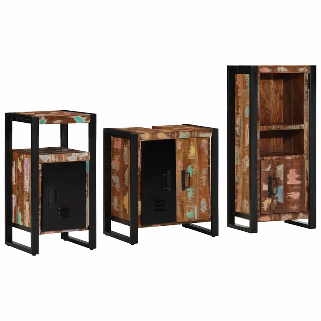 Badezimmermöbel-Set mit Regal 3 pcs Massives upgecyceltes Holz