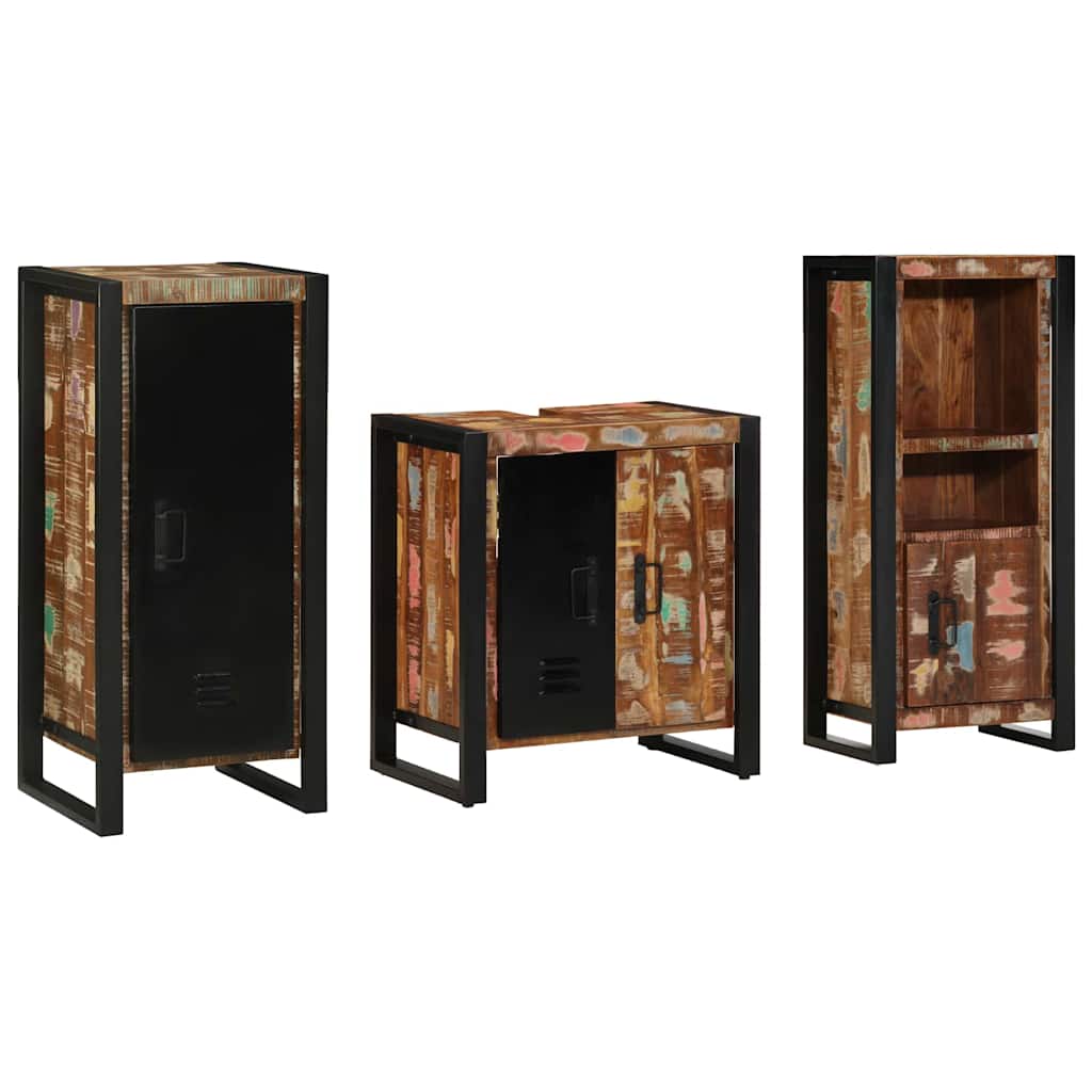 Badezimmermöbel-Set mit Regal 3 pcs Massives upgecyceltes Holz