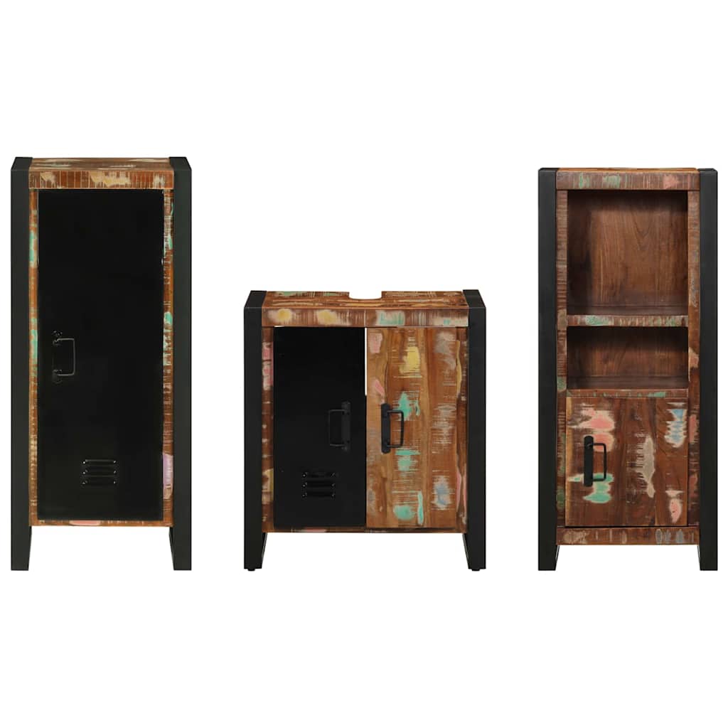 Badezimmermöbel-Set mit Regal 3 pcs Massives upgecyceltes Holz
