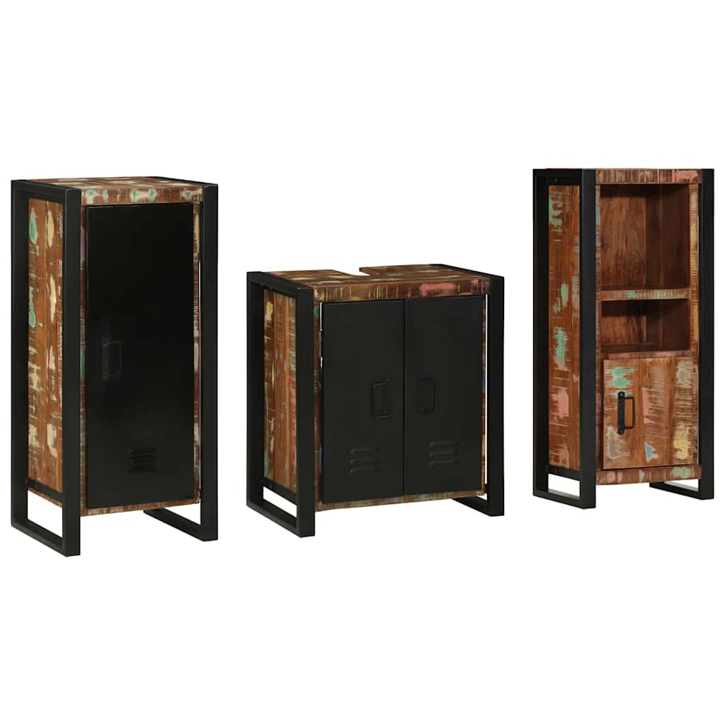 Badezimmermöbel-Set mit Regal 3 pcs Massives upgecyceltes Holz