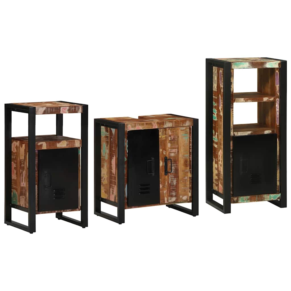 Badezimmermöbel-Set mit Regal 3 pcs Massives upgecyceltes Holz