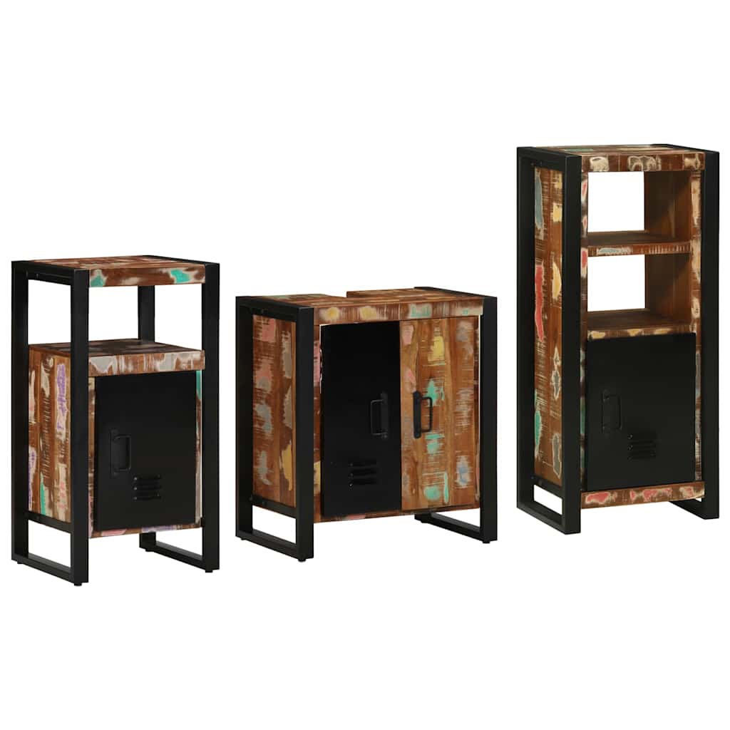 Badezimmermöbel-Set mit Regal 3 pcs Massives upgecyceltes Holz