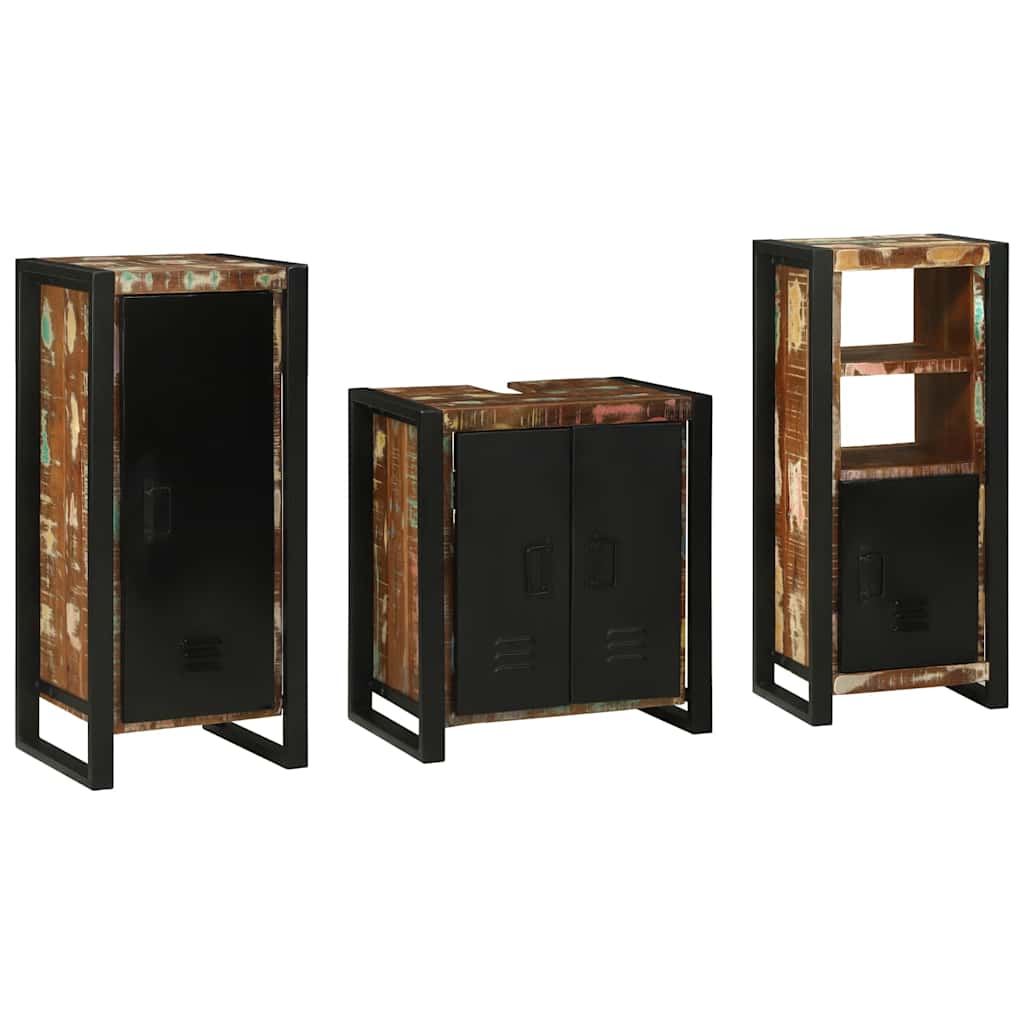 Badezimmermöbel-Set mit Regal 3 pcs Massives upgecyceltes Holz