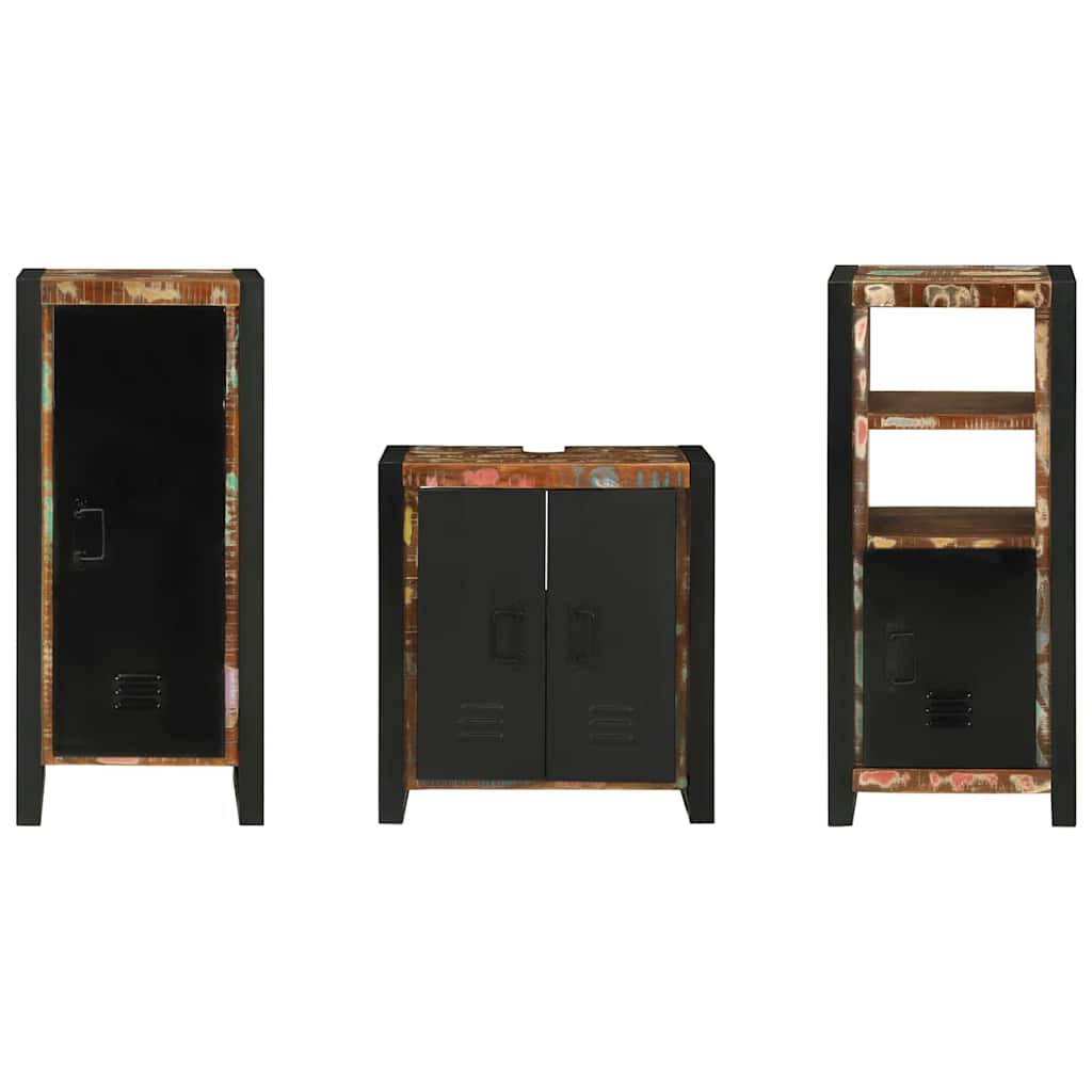 Badezimmermöbel-Set mit Regal 3 pcs Massives upgecyceltes Holz