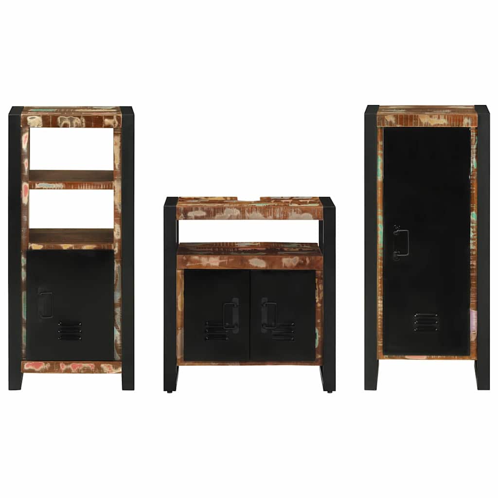 Badezimmermöbel-Set mit Regal 3 pcs Massives upgecyceltes Holz