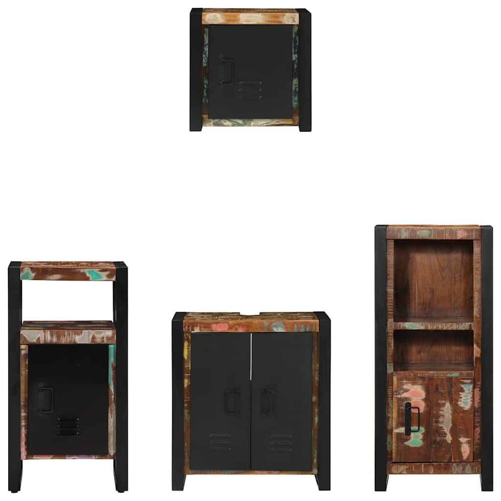 Badezimmermöbel-Set mit Regal 4 pcs Massives upgecyceltes Holz