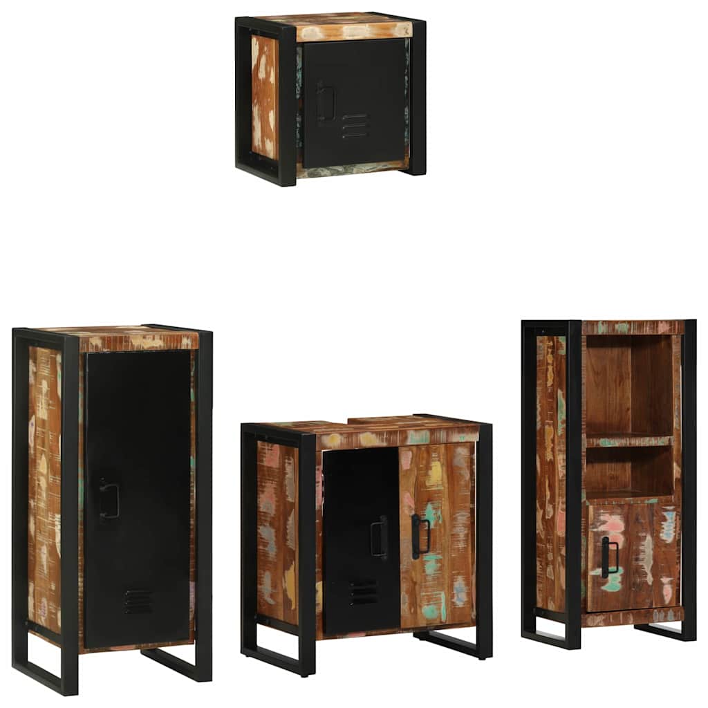 Badezimmermöbel-Set mit Regal 4 pcs Massives upgecyceltes Holz