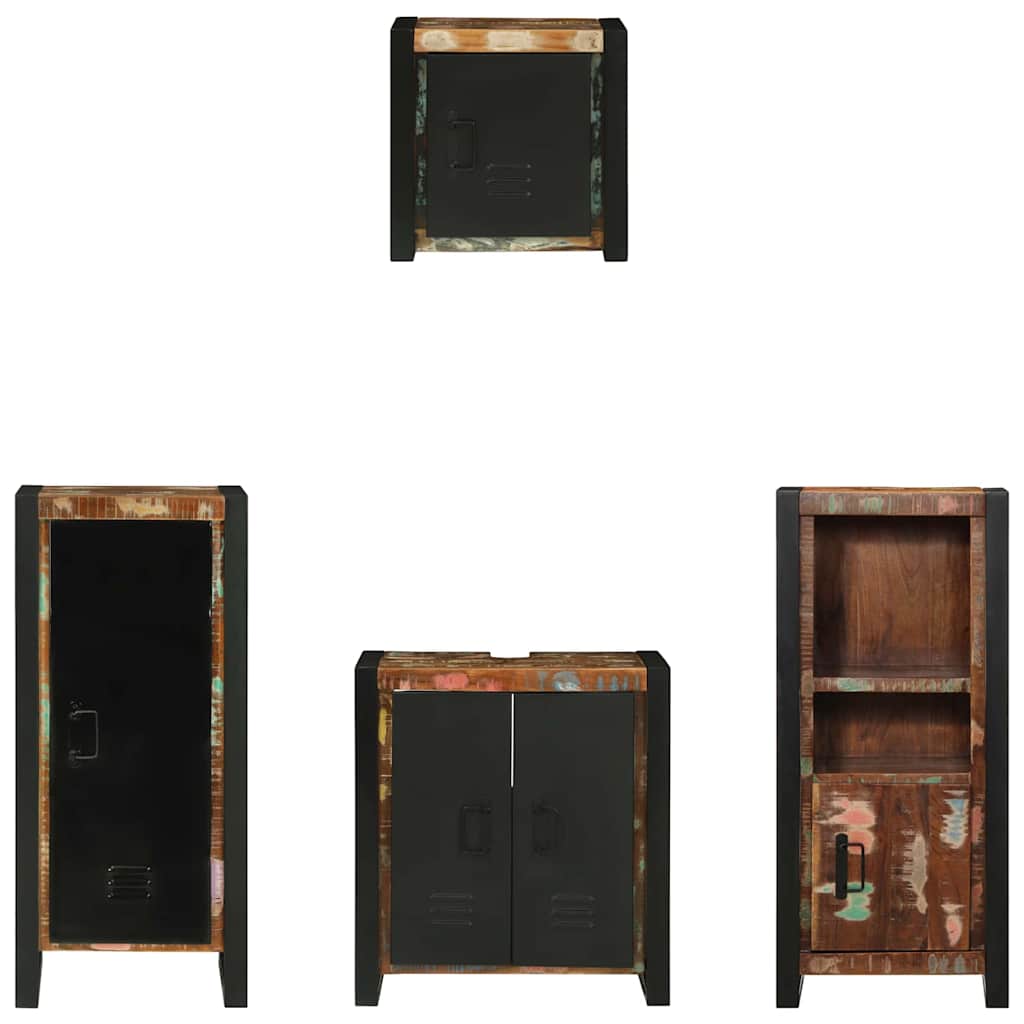 Badezimmermöbel-Set mit Regal 4 pcs Massives upgecyceltes Holz