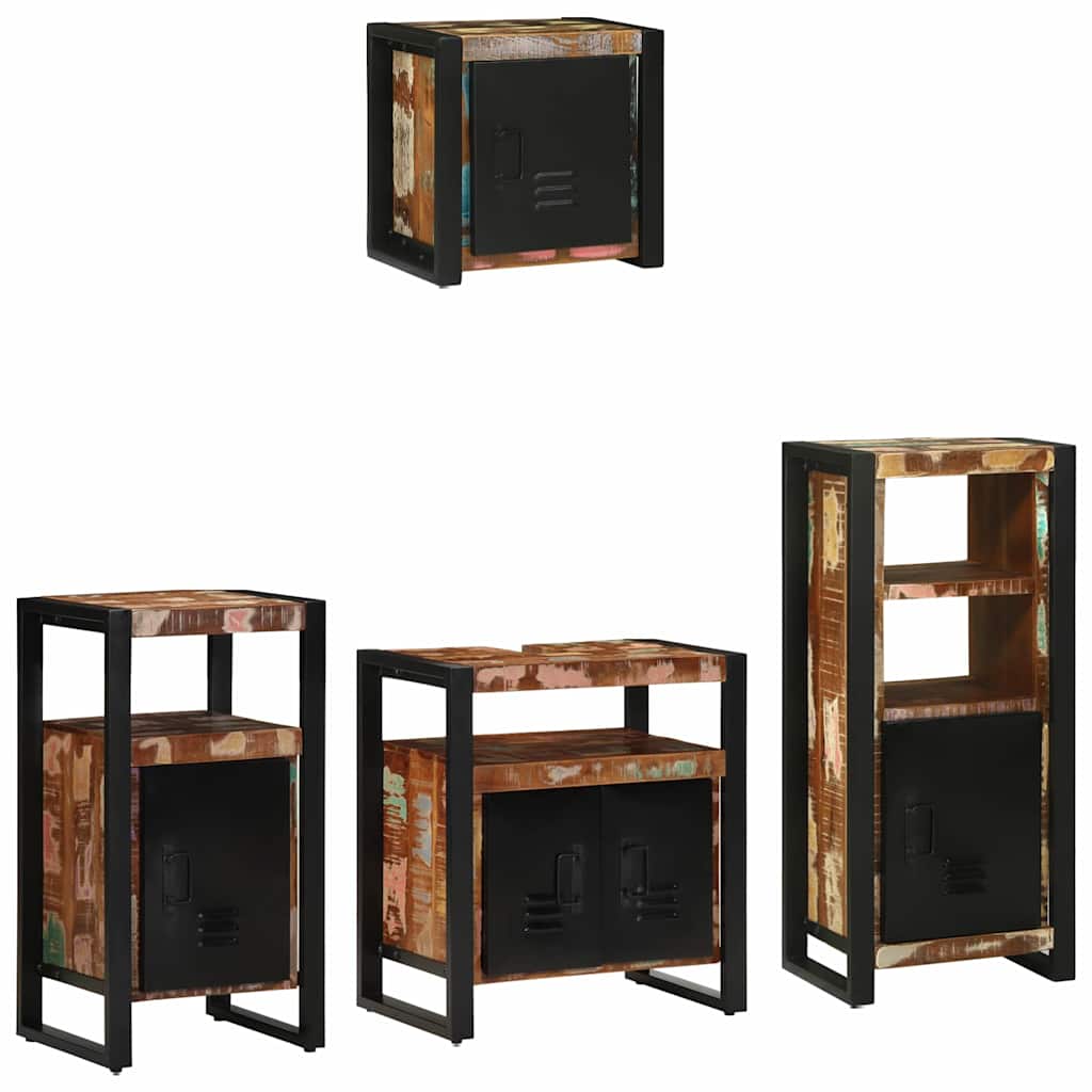 Badezimmermöbel-Set mit Regal 4 pcs Massives upgecyceltes Holz