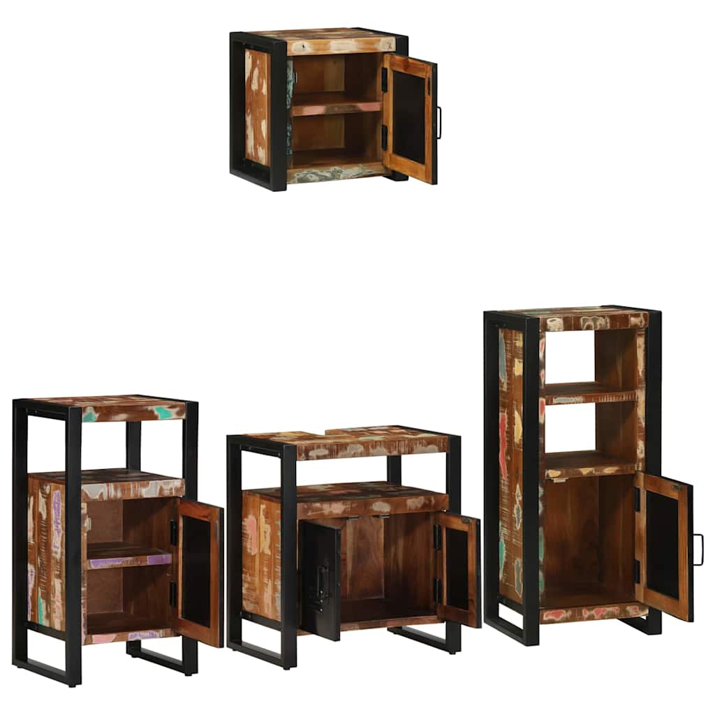 Badezimmermöbel-Set mit Regal 4 pcs Massives upgecyceltes Holz