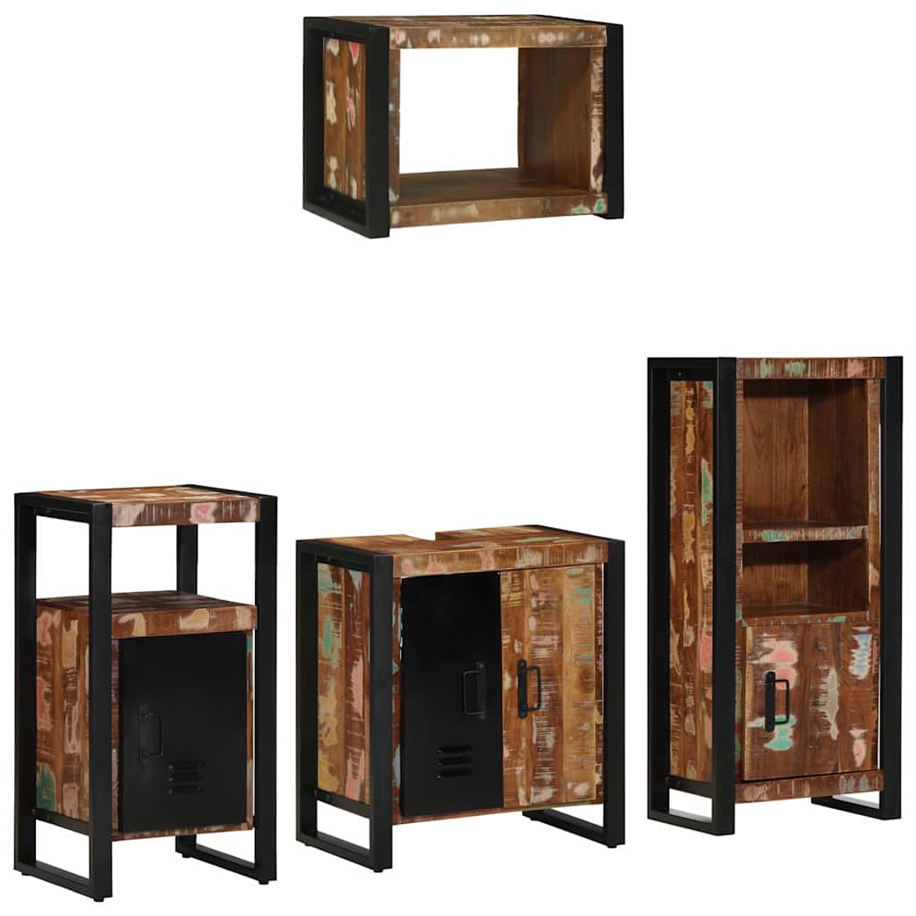 Badezimmermöbel-Set mit Regal 4 pcs Massives upgecyceltes Holz