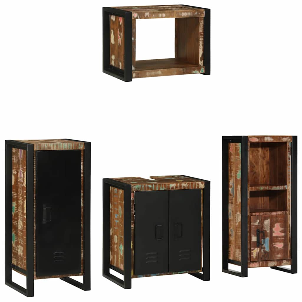 Badezimmermöbel-Set mit Regal 4 pcs Massives upgecyceltes Holz