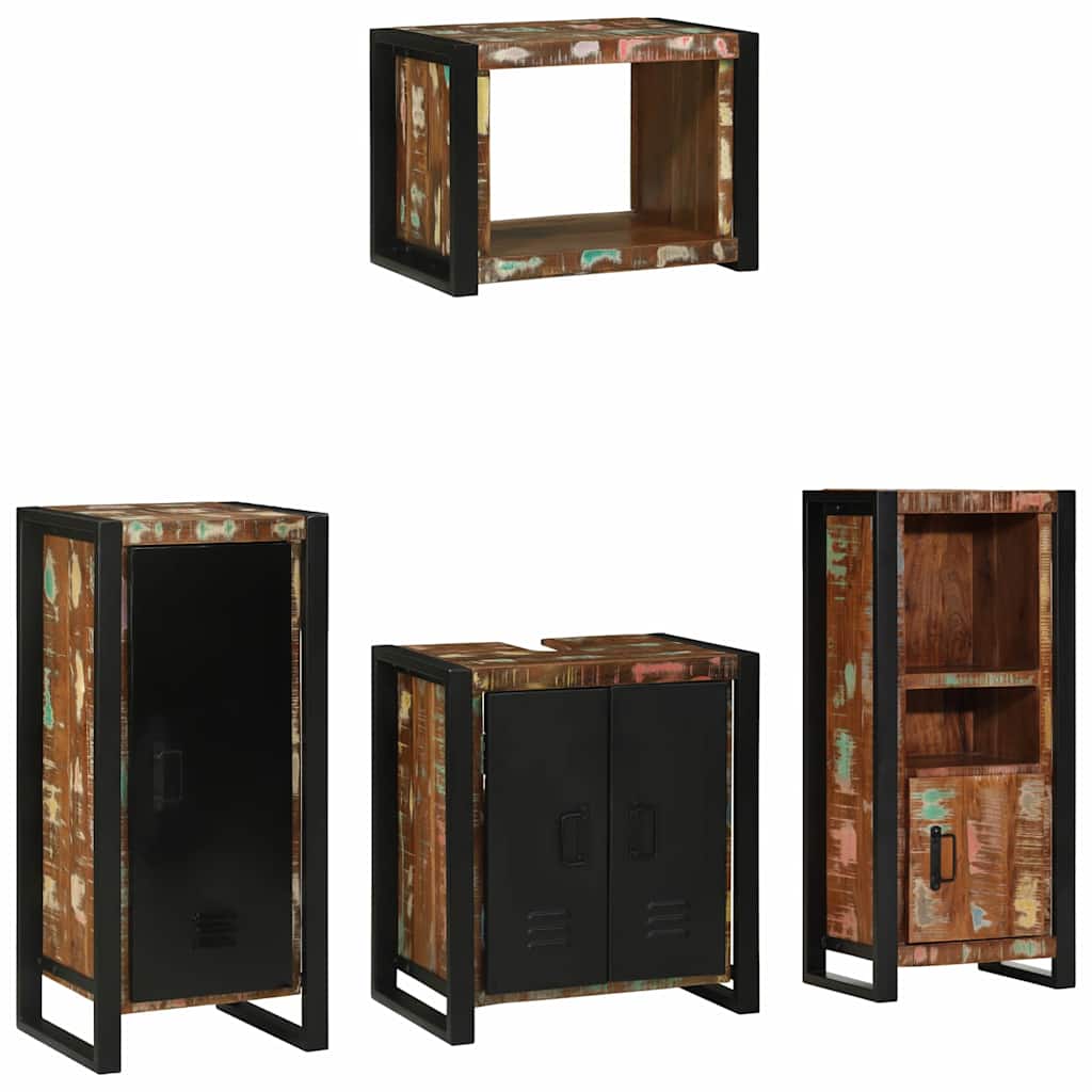 Badezimmermöbel-Set mit Regal 4 pcs Massives upgecyceltes Holz