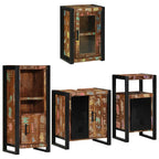 Badezimmermöbel-Set mit Regal 4 pcs Mehrfarbig Massives Altholz