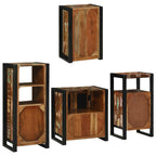 Badezimmermöbel-Set mit Regal 4 pcs Mehrfarbig Massives Altholz