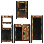 Badezimmermöbel-Set mit Regal 4 pcs Mehrfarbig Massives Altholz