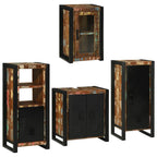 Badezimmermöbel-Set mit Regal 4 pcs Mehrfarbig Massives Altholz