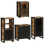 Badezimmermöbel-Set mit Regal 4 pcs Mehrfarbig Massives Altholz