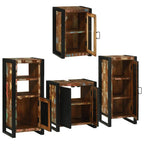 Badezimmermöbel-Set mit Regal 4 pcs Mehrfarbig Massives Altholz