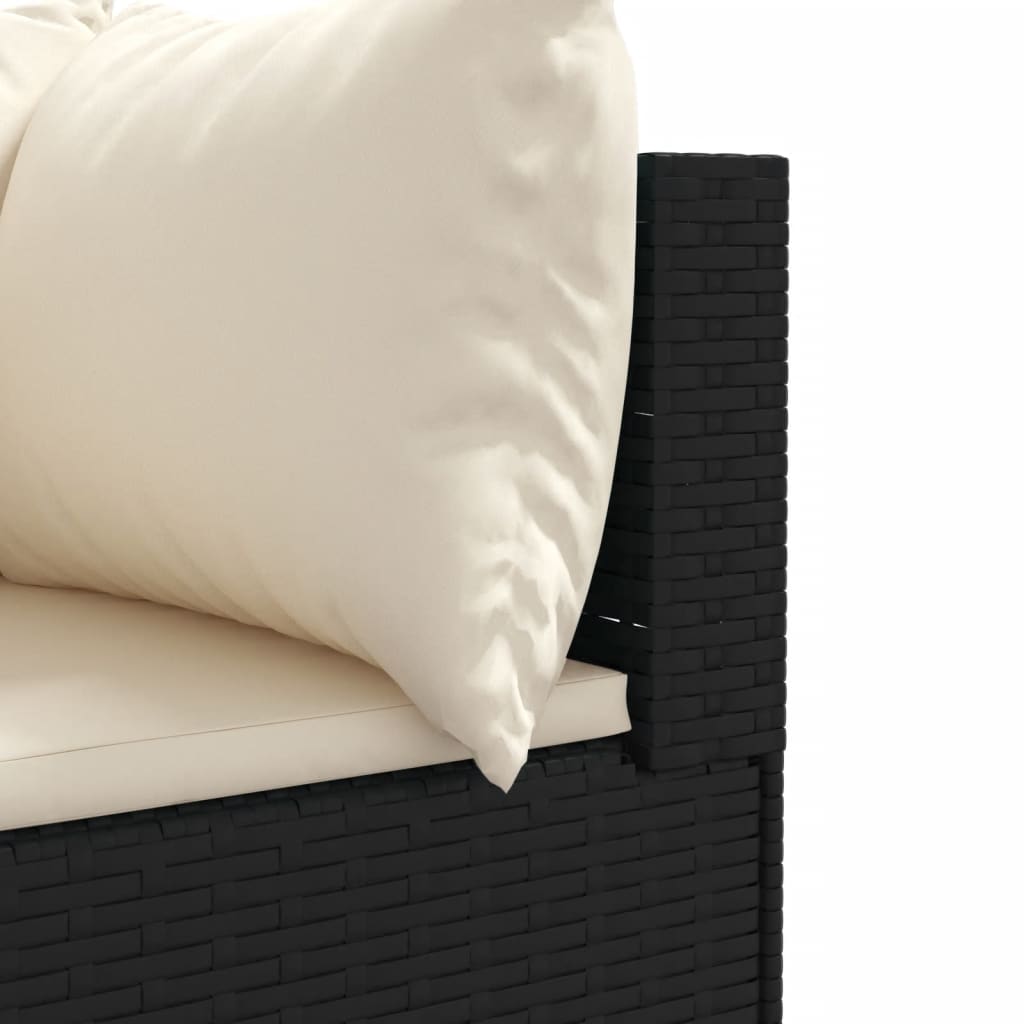 8-tlg. Garten-Lounge-Set mit Kissen Schwarz Poly Rattan