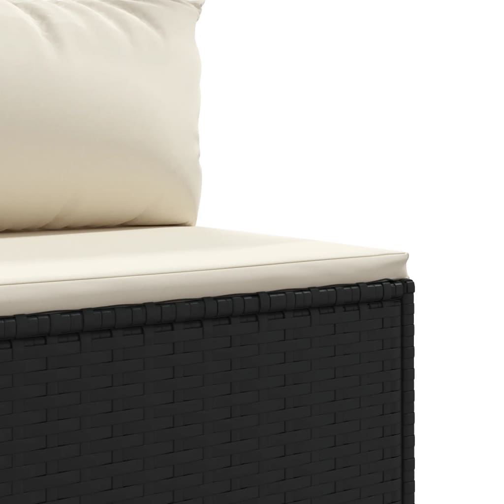 8-tlg. Garten-Lounge-Set mit Kissen Schwarz Poly Rattan