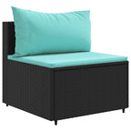 9-tlg. Garten-Lounge-Set mit Kissen Schwarz Poly Rattan