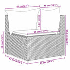 5-tlg. Garten-Lounge-Set mit Kissen Schwarz Poly Rattan