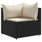 6-tlg. Garten-Lounge-Set mit Kissen Schwarz Poly Rattan