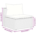 6-tlg. Garten-Lounge-Set mit Kissen Grau Poly Rattan