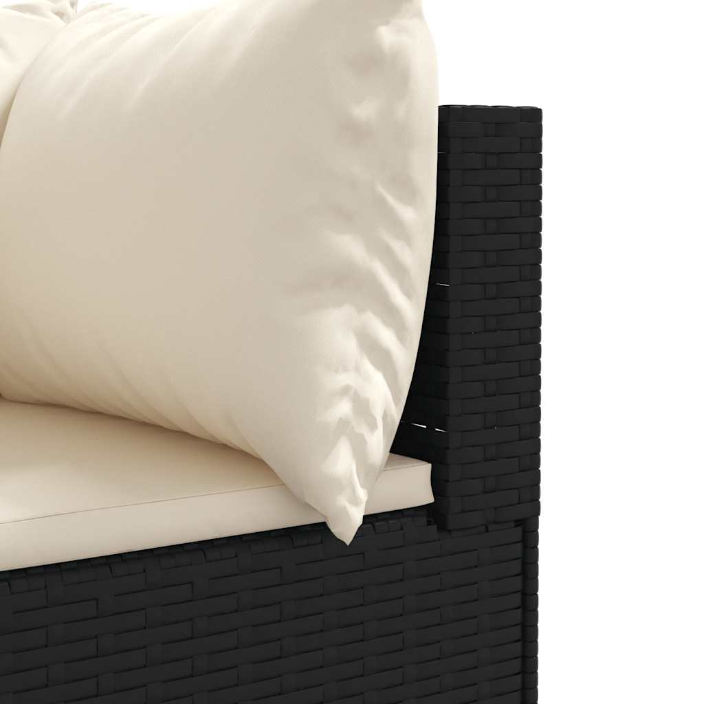 8-tlg. Garten-Lounge-Set mit Kissen Schwarz Poly Rattan