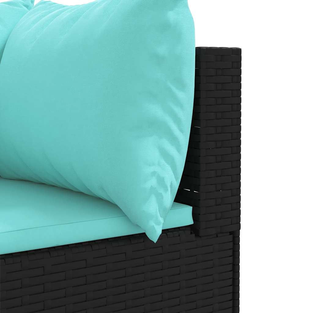 8-tlg. Garten-Lounge-Set mit Kissen Schwarz Poly Rattan