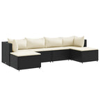 6-tlg. Garten-Lounge-Set mit Kissen Schwarz Poly Rattan