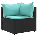 11-tlg. Garten-Sofagarnitur mit Kissen Schwarz Poly Rattan