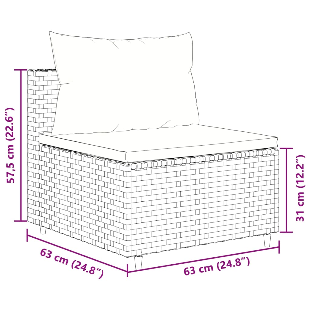 10-tlg. Garten-Sofagarnitur mit Kissen Schwarz Poly Rattan