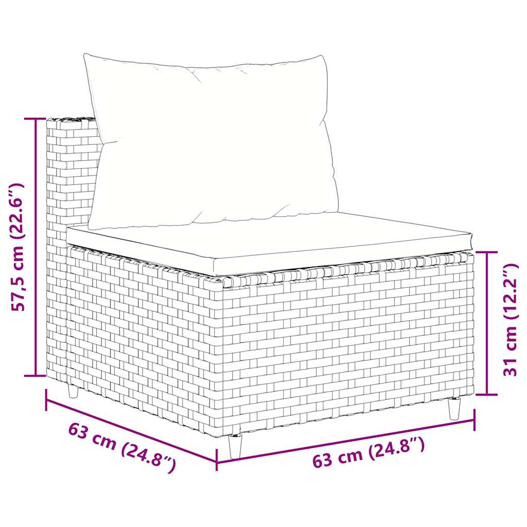 5-tlg. Garten-Sofagarnitur mit Kissen Braun Poly Rattan