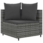 8-tlg. Garten-Sofagarnitur mit Kissen Grau Poly Rattan