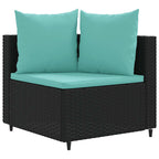 10-tlg. Garten-Sofagarnitur mit Kissen Schwarz Poly Rattan