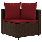 10-tlg. Garten-Sofagarnitur mit Kissen Braun Poly Rattan