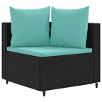 6-tlg. Garten-Sofagarnitur mit Kissen Schwarz Poly Rattan