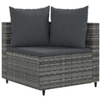 9-tlg. Garten-Sofagarnitur mit Kissen Grau Poly Rattan