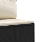 3-tlg. Garten-Sofagarnitur mit Kissen Schwarz Poly Rattan