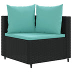 3-tlg. Garten-Sofagarnitur mit Kissen Schwarz Poly Rattan